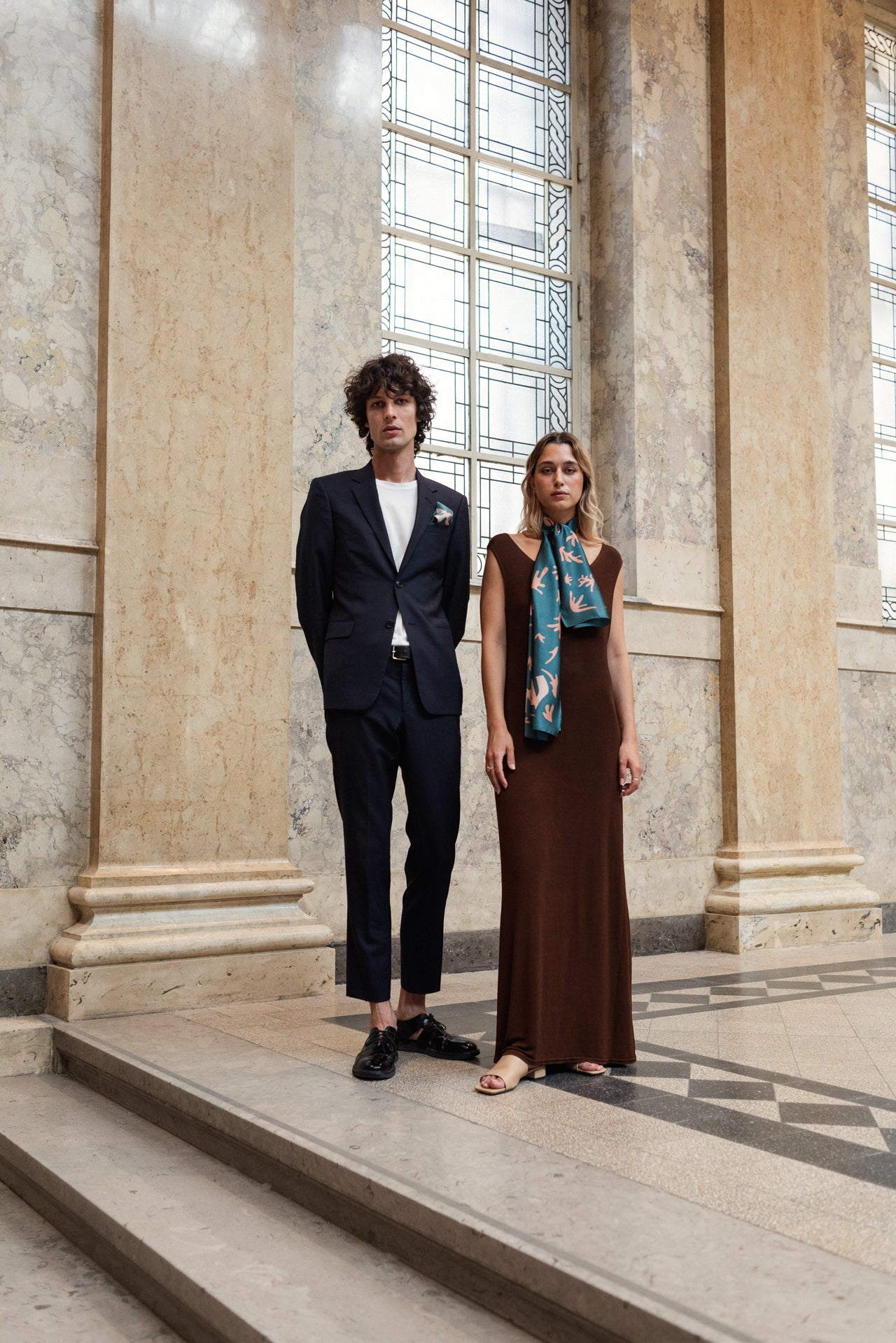 BIRDS LONG SCARF GREEN