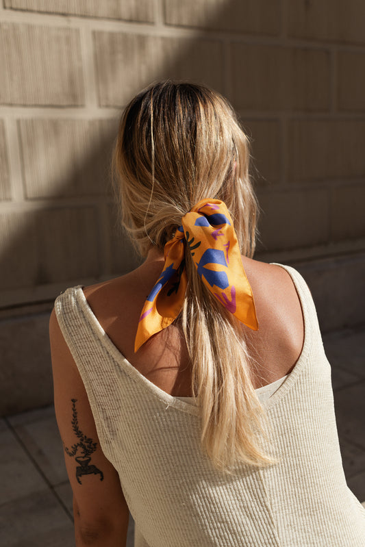 BIRDS POCKET SQUARE ORANGE